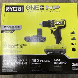 RYOBI PSBDD02K2 ONE+ HP 18V Brushless Cordless Compact 1/2" Drill/Driver Kit