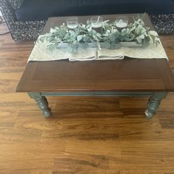  Vintage Green Wood Coffee Table