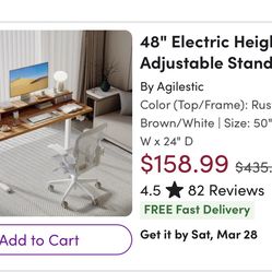 48" Electric Height Adjustable Standing Desk With Drawers,Home Office Desk with Large Monitor Shelf - Size: 50" H x 48" W x 24" D - Color: Rustic Brow