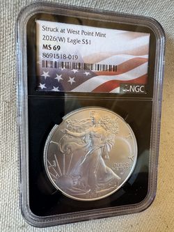 2026 (W) $1 American Silver Eagle NGC MS69 ER Flag Label Retro Core