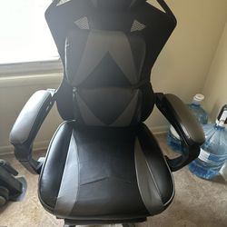 Respawn Black And Gray Leather Gaming Chair W Footrest