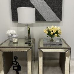 Living Spaces Mirrored End Tables Set Of 2 