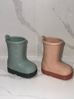 Set of 2 Dolomite Boot Vase or Planter