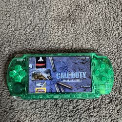 PSP 3000 Custom Transparent Green With Games