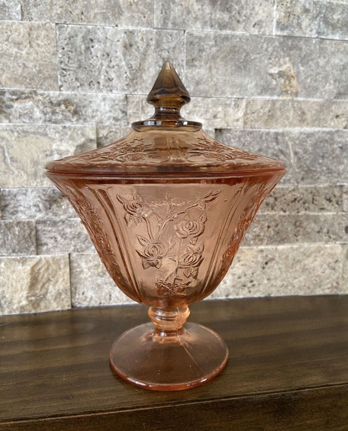 Antique Pink Depression Glass Candy Dish