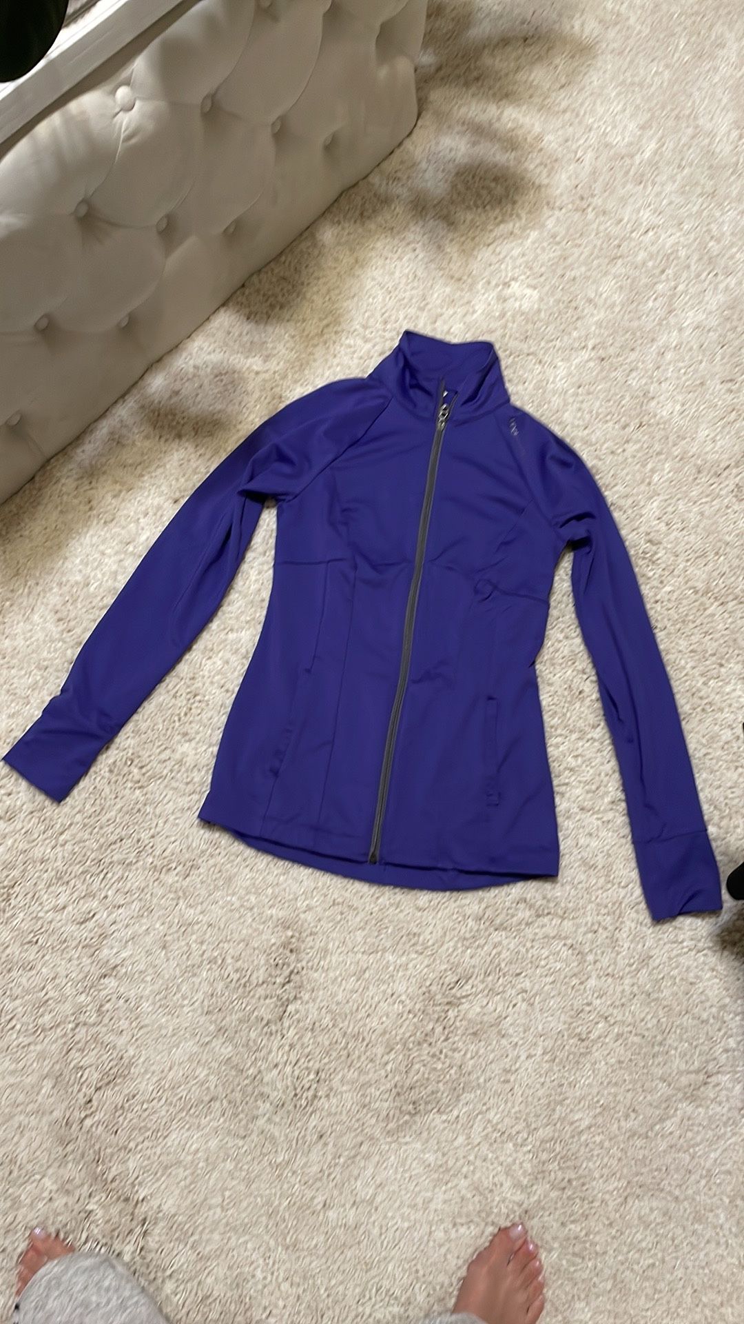 Under armour all season gear purple gray small long sleeve jacket athletic. Like new no piling. 