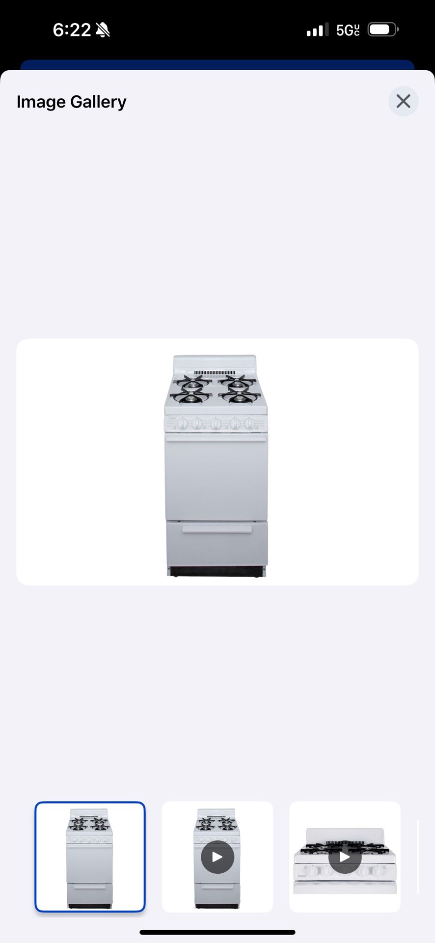 Holiday 20-in 4 Burners 2.4-cu ft Freestanding Natural Gas Range (White)