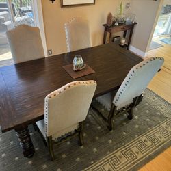 Large Table + 6 Chairs, Extends 87”-123”