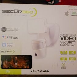 Secur360 Video Wi-Fi Connected White Wired Single Head Motion Activated Outdoor Security Integrated