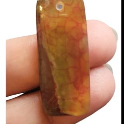 Yellow Red Dragon Veine Agate Oblong Pandant Beads