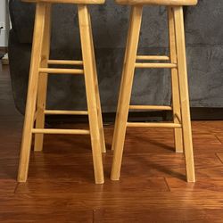 2 Wooden Bar Stools 