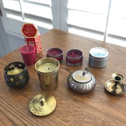 Brass and silver candle holders