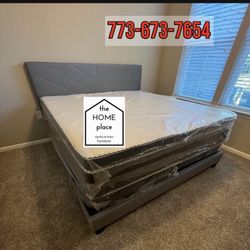 Brand new king bed frame with mattress and box spring For Only $449 🚨 ready for delivery 🚚 