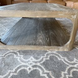 Restoration Hardware rustic coffee table, curved corners, grayish brown 54x33