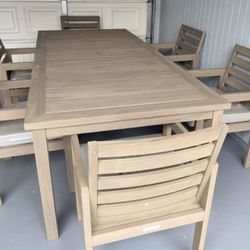 Outdoor patio teak wood table with 8 chairs 