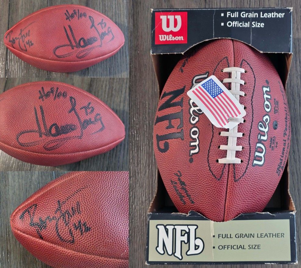 HOWIE LONG & RONNIE LOTT Signed Football Wilson Official Size Oakland Raiders