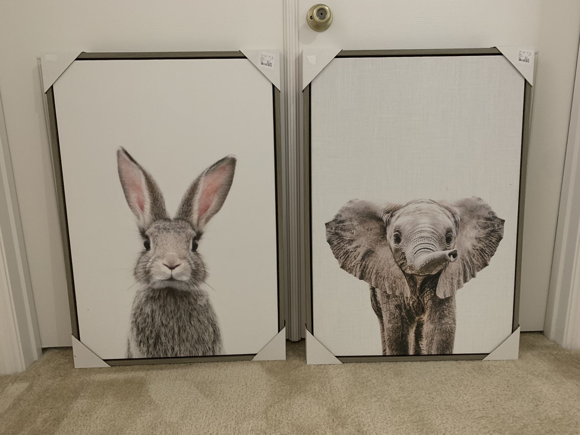 Framed Canvas Art Bunny/Elephant (Nursery/Toddler) 23x33in