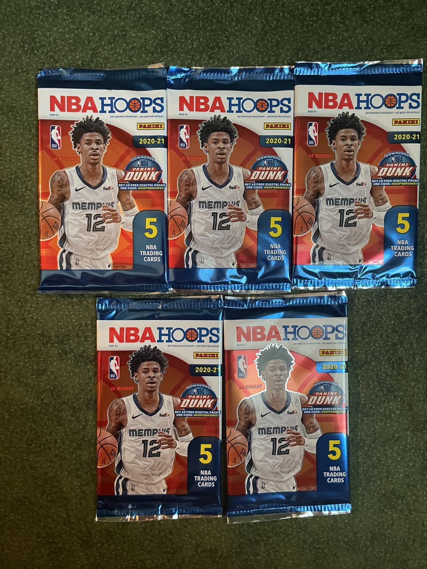 2020-21 NBA Hoops Basketball  Gravity Pack Lot Of 5 Sealed Packs 5 Cards Packs