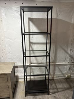 Tall Glass & Metal Shelf – 69” Modern Display Tower