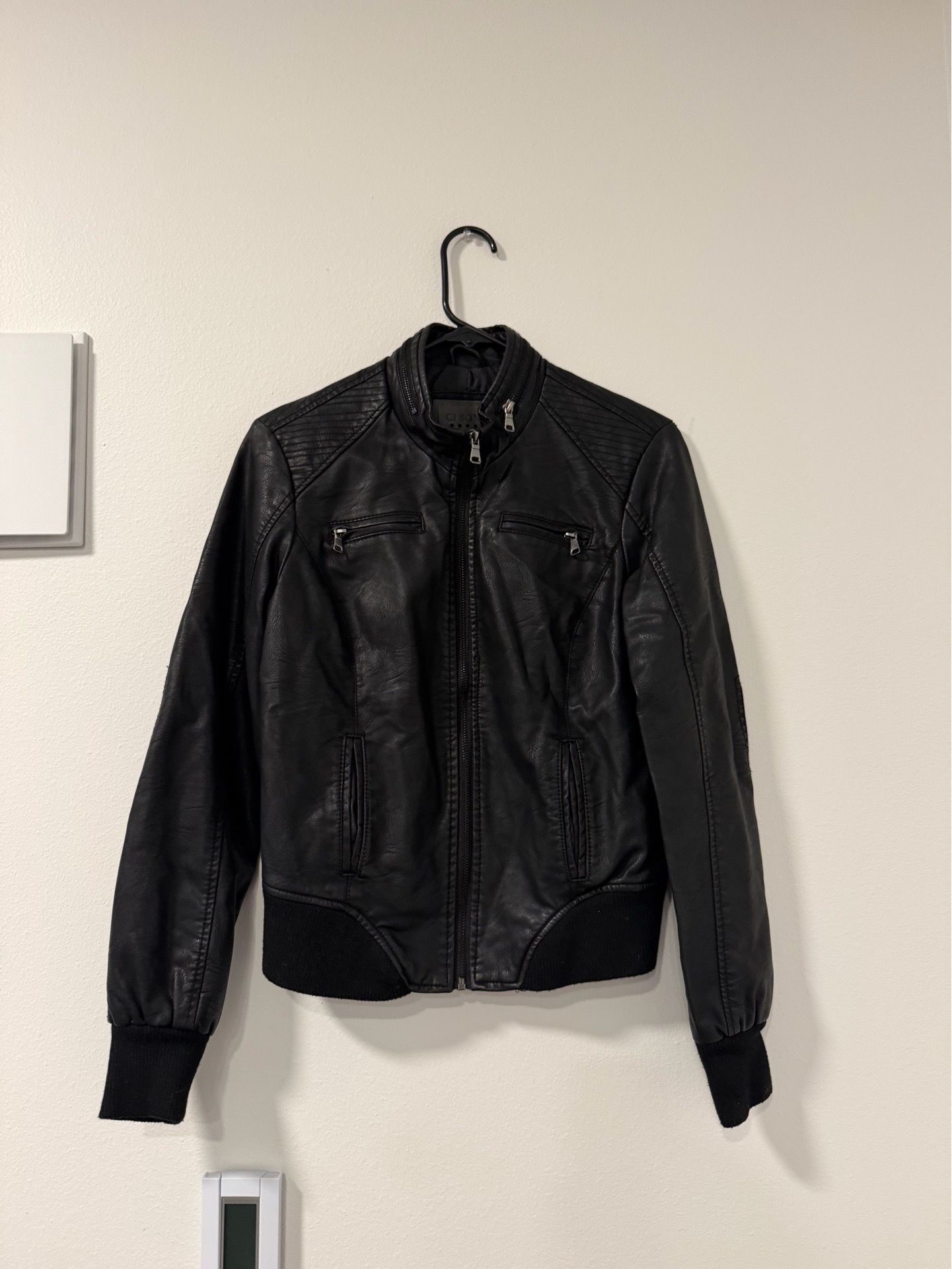 Cisono black leather bomber jacket Size S #biker #leatherjacket
