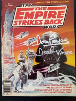 Vintage Star Wars THE EMPIRE STRIKES BACK Comic Book Magazine 1980 Marvel AUTO David Prowse - Darth Vader