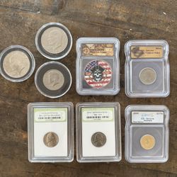 MIXED BULK LOT OF 8 ASSORTED USA COINS And WORLD COINS - Graded Coin Lot