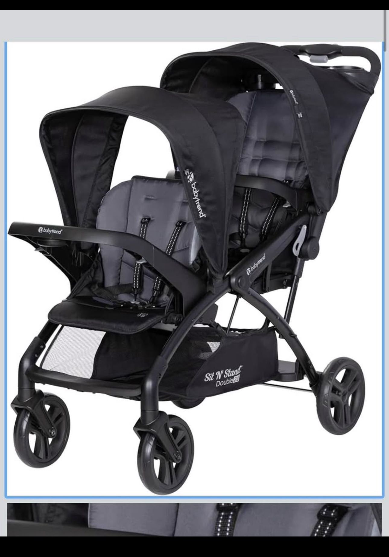 Baby Trend Sit N' Stand® Double 2.0 Stroller, Dash Black.