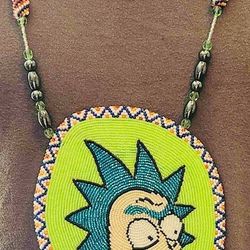 Rick and Morty beaded medallion