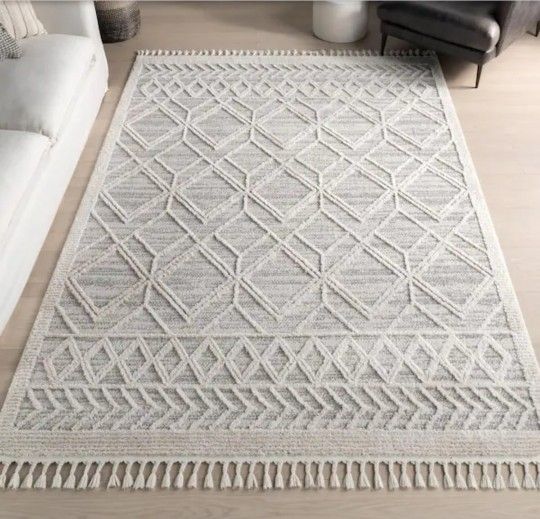 ✨️ ️ nuLOOM Ansley Textured Lattice Tassel Beige 9 ft. x 12 ft. Area Rug R2116 whsRr18