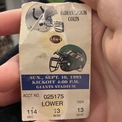 Jets Ticket From 28 Years Ago Vintage Ticket
