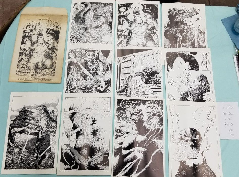 1985 Rare Dark Horse Godzilla Prints lot 14.5 x 9.5" x 10 New