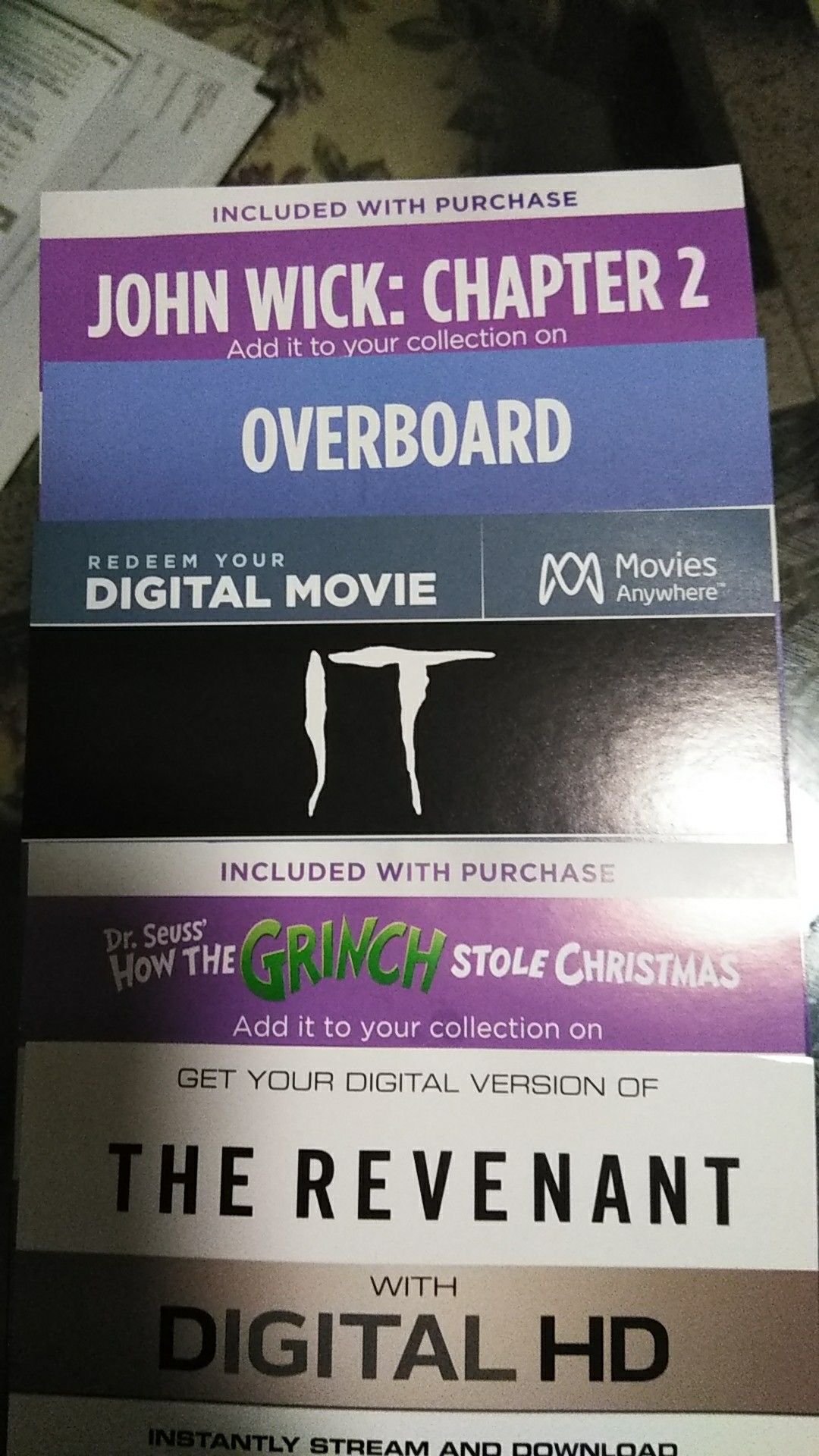 Digital movie codes