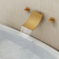 Waterfall Wall-Mounted Bathtub Faucet in Brushed Gold or Matte Black SFS-1108-GD/BK