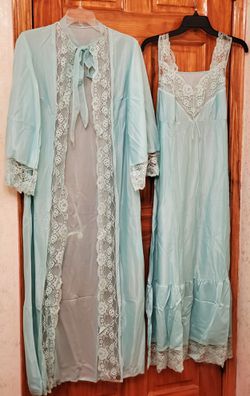 Zoaziella nightwear 2 piece dederon gown & dress made in Germany, size S-M nightgown pajamas bathrobe sleepwear nightshirt loungewear