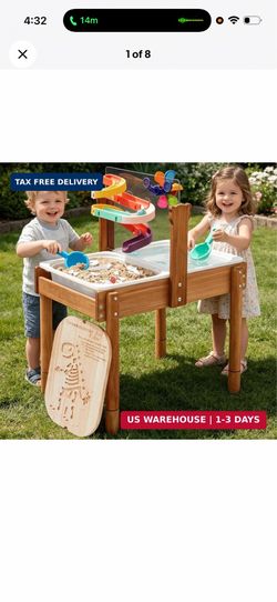 AIGIMU Sand and Water Table for Toddlers, 4-in-1 Wooden Activity Sensory Table,