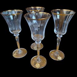Retired 1980’s 24-karat gold band rimmed Mikasa Fine Jamestown Gold & Crystal Stemware  