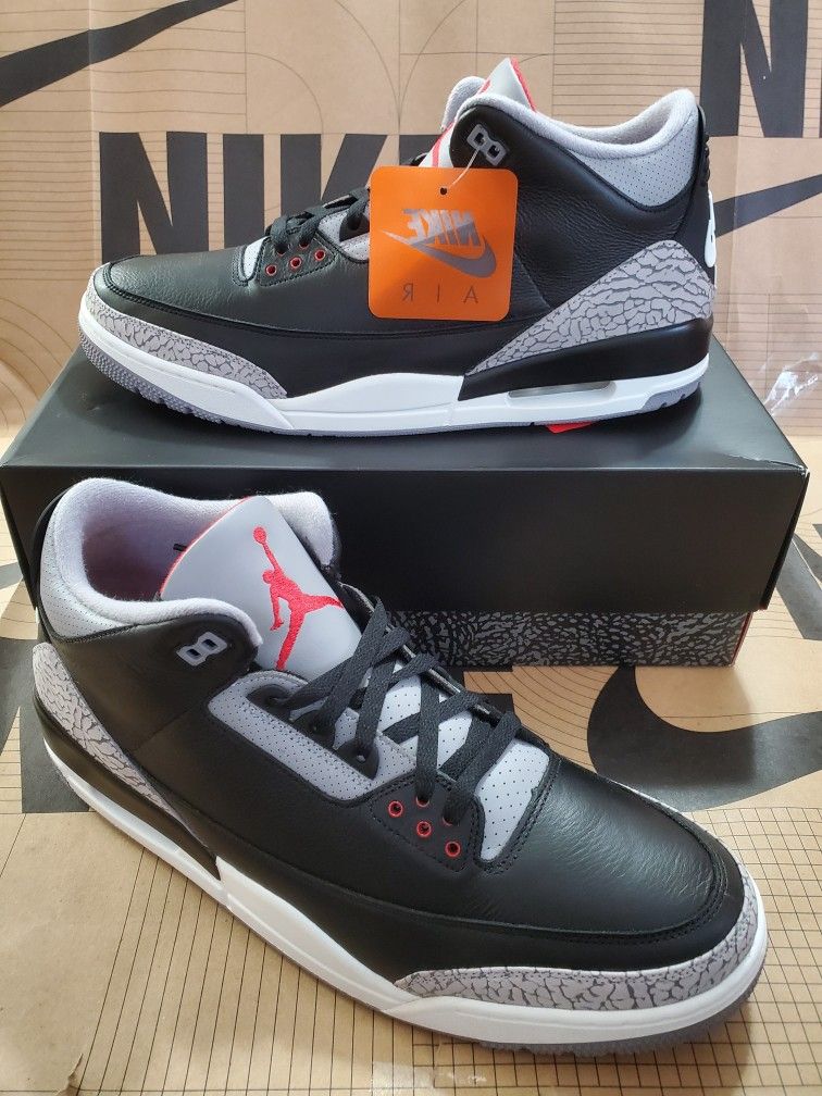 Nike Air Jordan 3 Retro Black Cement Men's Size 16