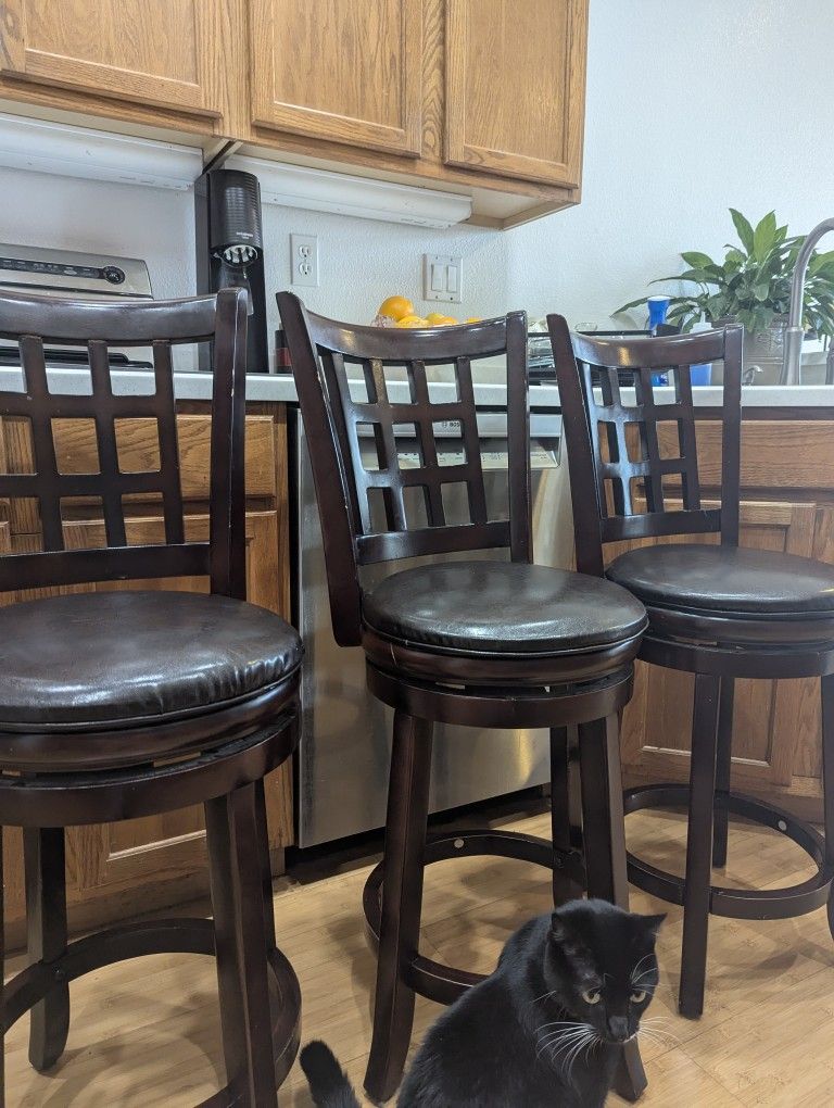 Cherry Wood Colored Stools 3 Count