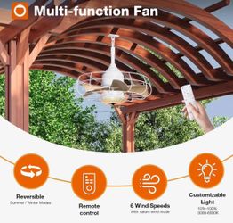 Addlon 20" White Metal Cage Ceiling Fan with Light & Hook