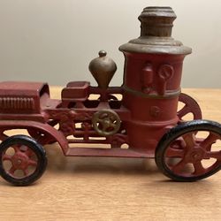 Old Cast Iron Fire Engine Pumper Toy Truck
