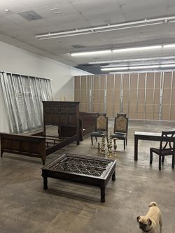 Wood Table, Bed Set, Chairs, Candles, Matching Set Or Sold Separately 