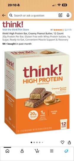 think! High Protein Bar Creamy Peanut Butter 12 Count