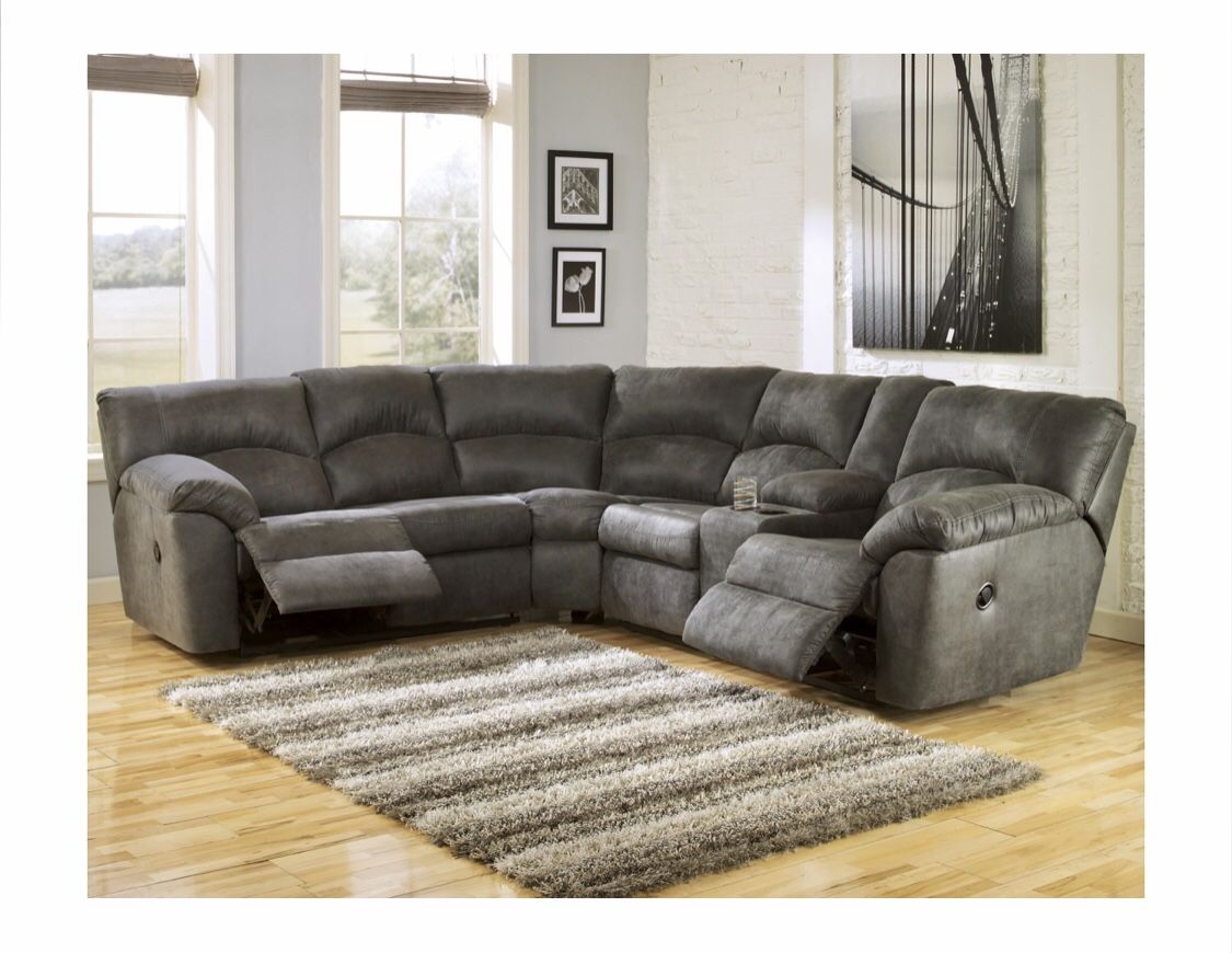 Sectional Couch, Power Recliner Seats With Storage And Cup Holders x2