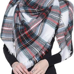 Trendy Plaid Blanket Scarf Women Big Oversized Long Scarves