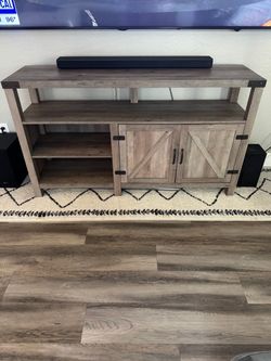 Highboy Storage TV Stand for TVs up to 65 Inches, 58 Inch, Grey Wash