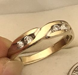 14K Two Tone Gold CZ Diamond Ring ~Sz 10