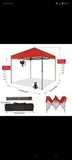10x10 Pop-Up Canopy Tent with Carry Bag