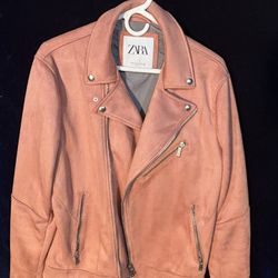 Zara Pink Suede Leather Jacket
