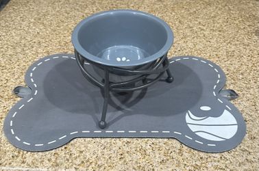 Dog bowl and mat