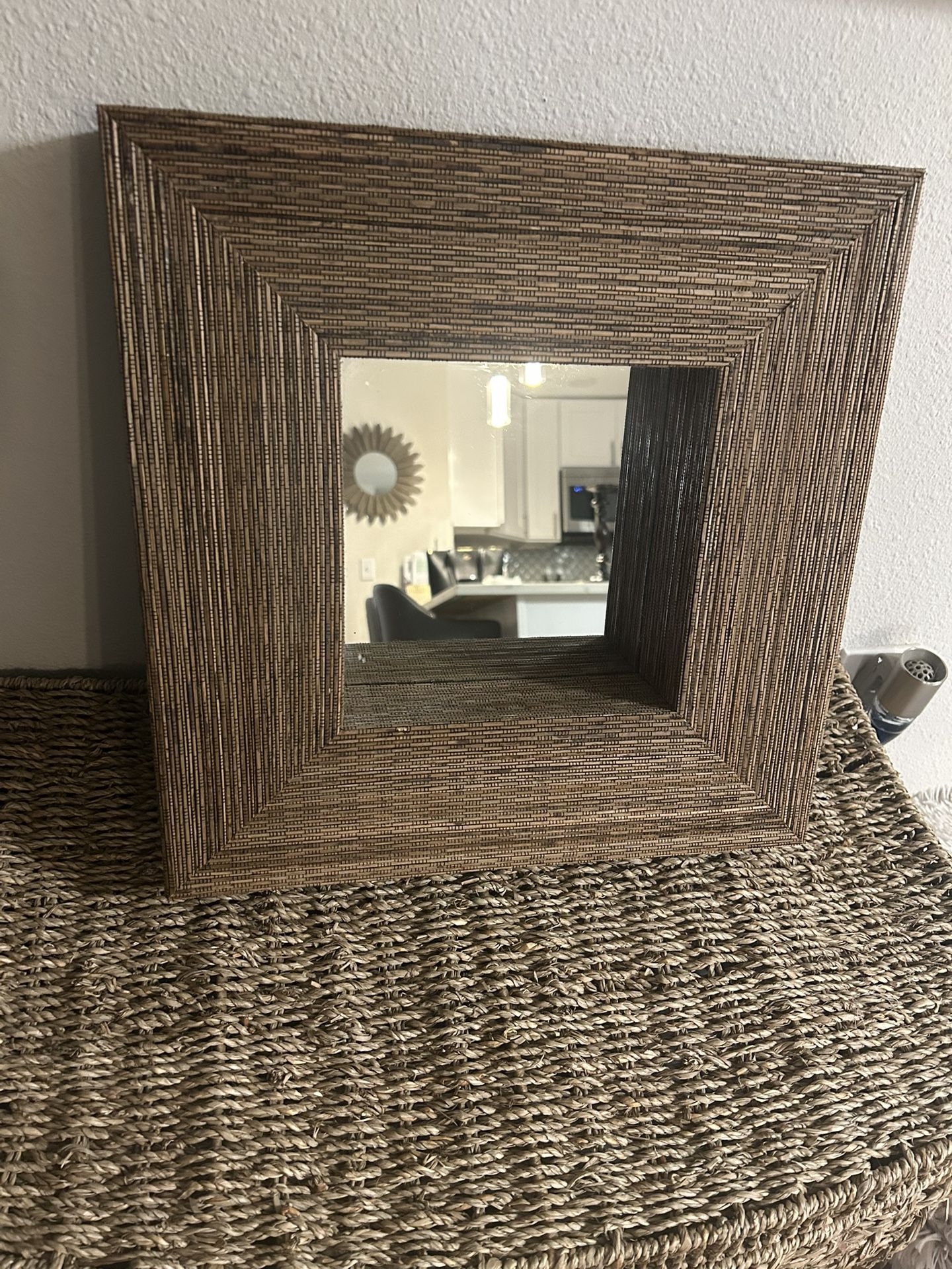 Crate and Barrel Woven Square Framed Mirror